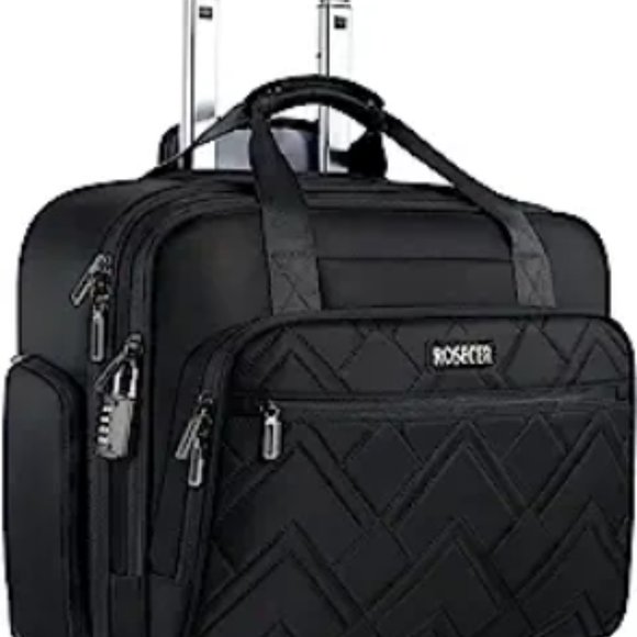 Bags Rosecer Rolling Laptop Bag 173 Inch Premium Laptop Briefcaes
